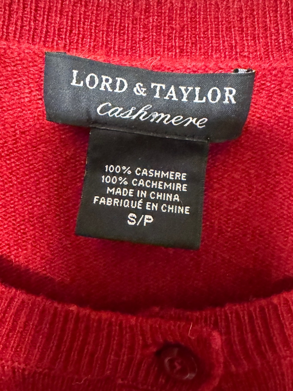 Lord & Taylor 100% Cashmere Cardigan Red Button Front S/P EUC - Picture 2 of 5